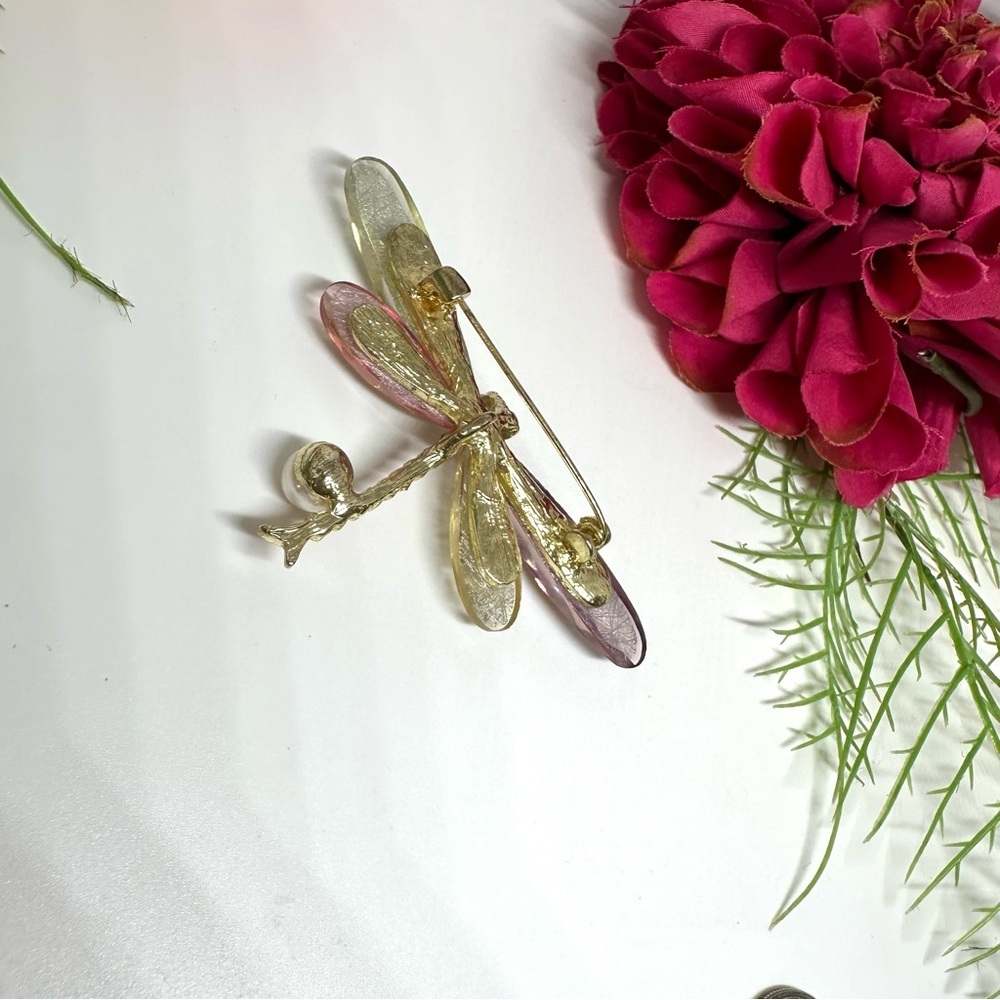 Last One!⚜️Real Pearl Glass Dragonfly Brooch & Pendant - Picture 4 of 7